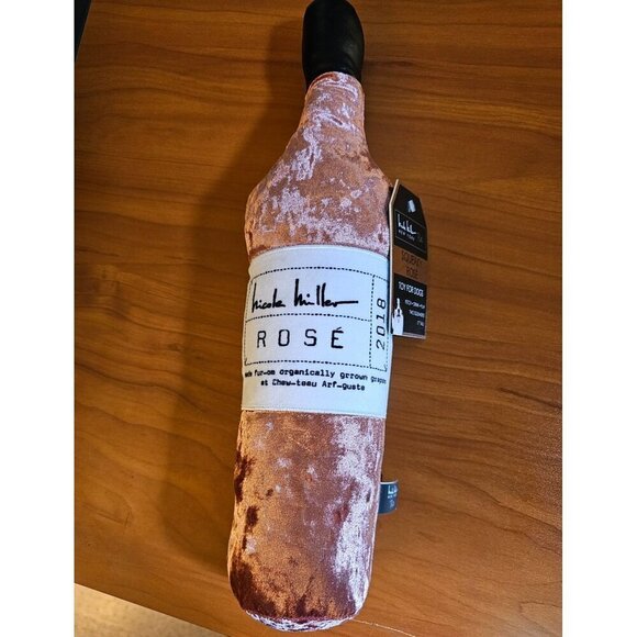 Nicole Miller New York Squeaky Rosé Wine Dog Toy - Picture 1 of 3